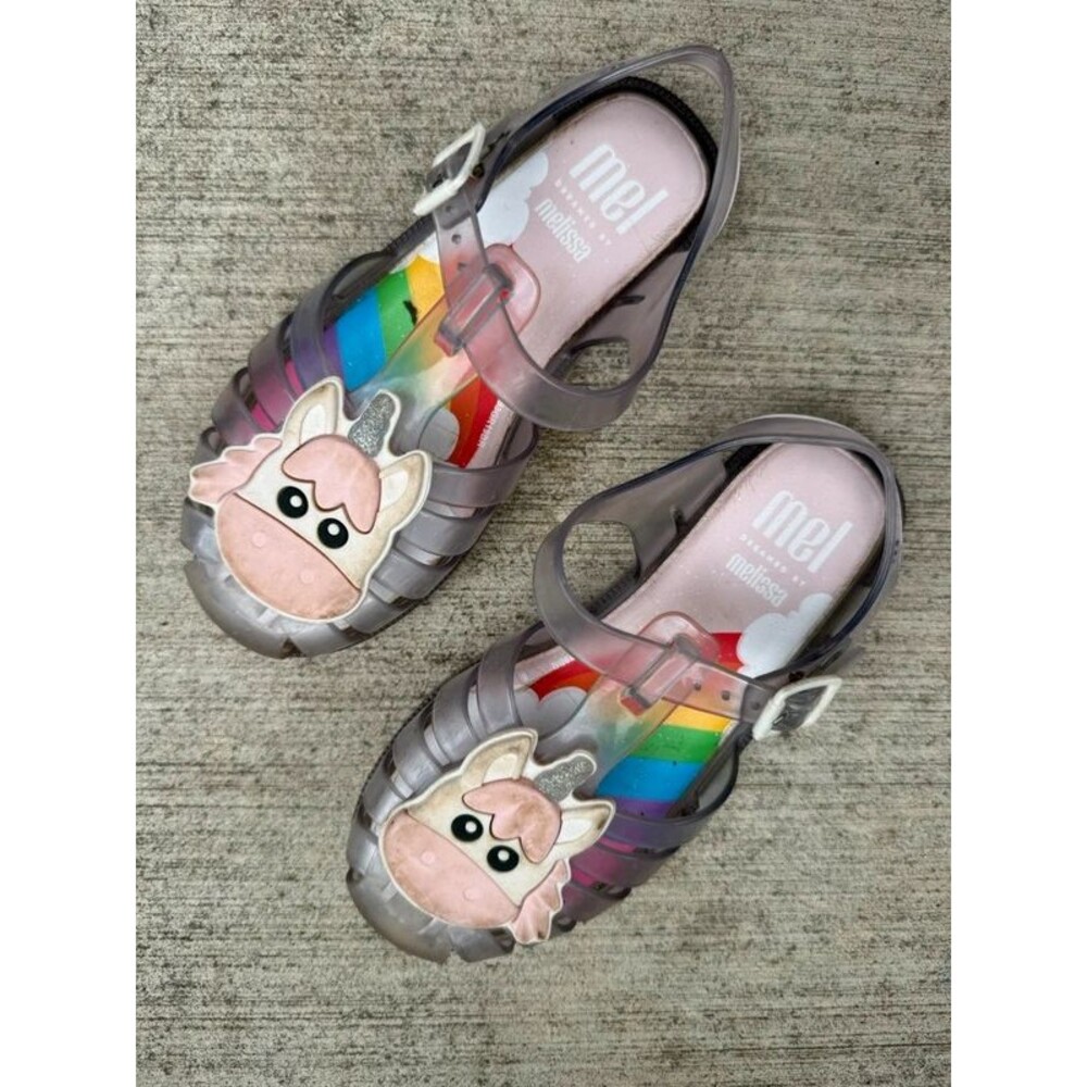 Melissa Unicorn Rainbow Jellies sandals Girls size 12